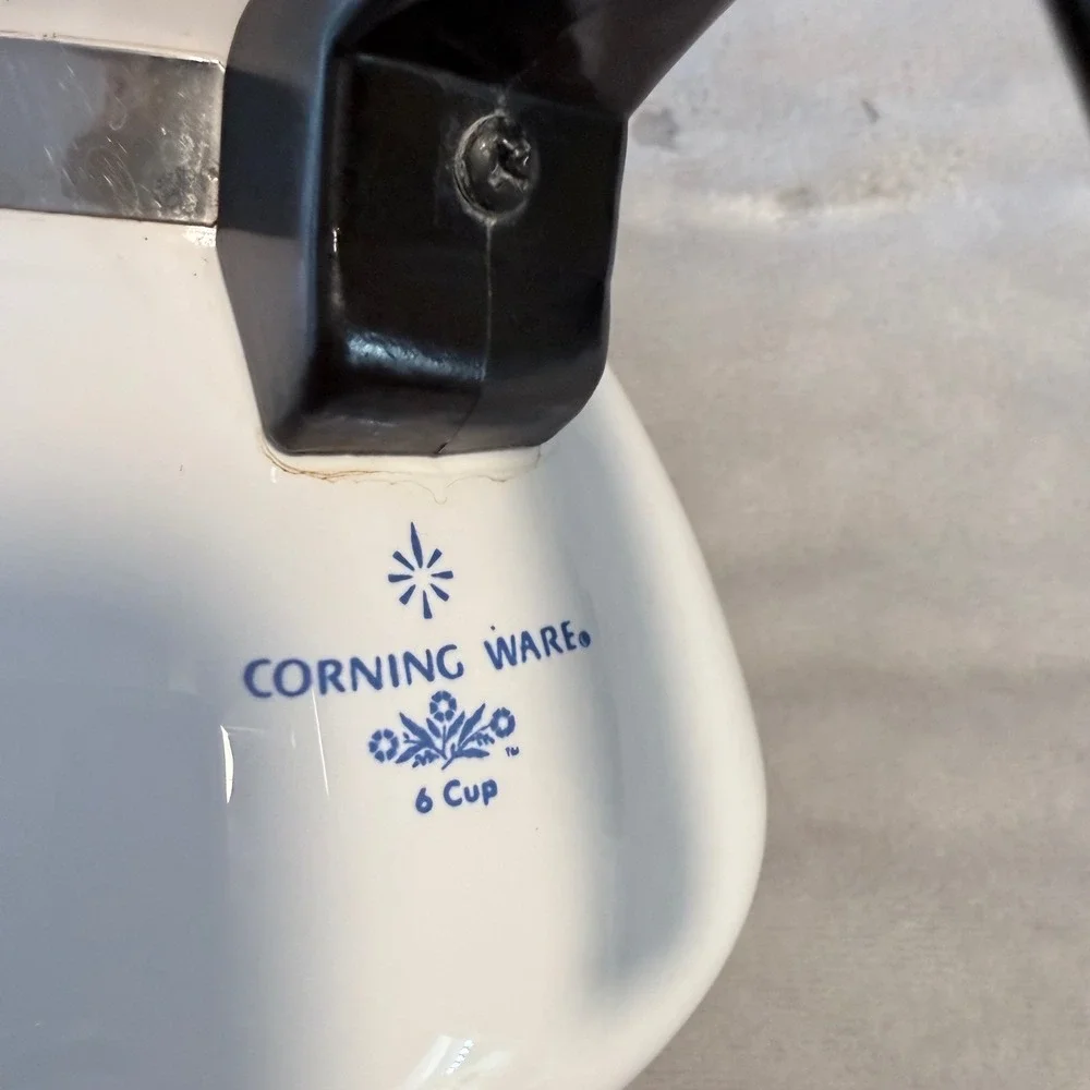 Corning Ware Blue Cornflower 6 Cup Coffee Tea Pot Carafe P-104 No Lid Vintage